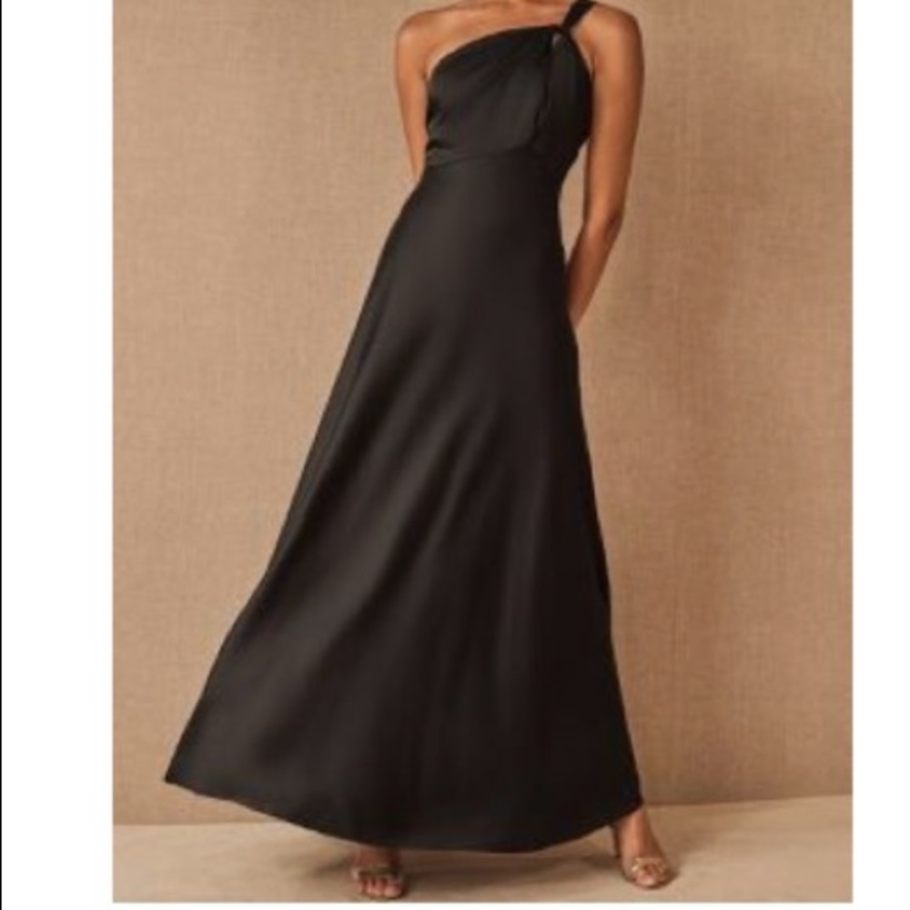 BHLDN One Shoulder Black Dress